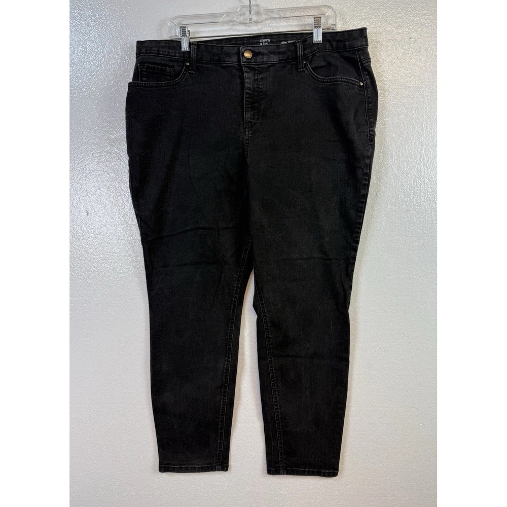 Crown Ivy Curvy Jeans Size 20W Regular Black Skinny Denim Stretch Pockets